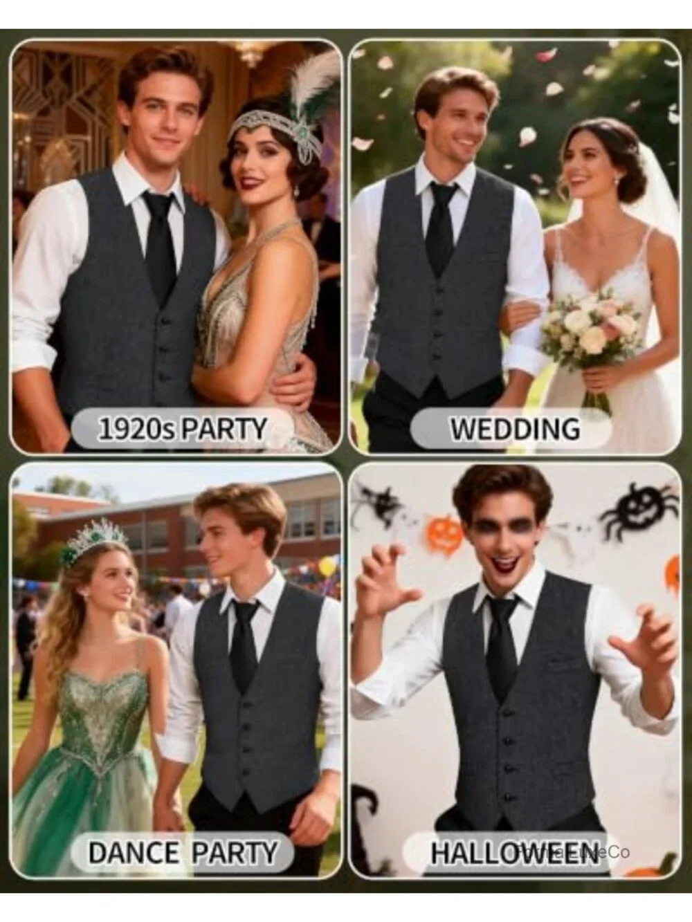 Men's Suit Vest Lightweight Formal Wedding Waistcoat with Pockets